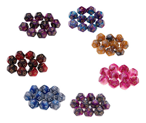 D12 Dados Para 10 Pedazos Morado + Negro