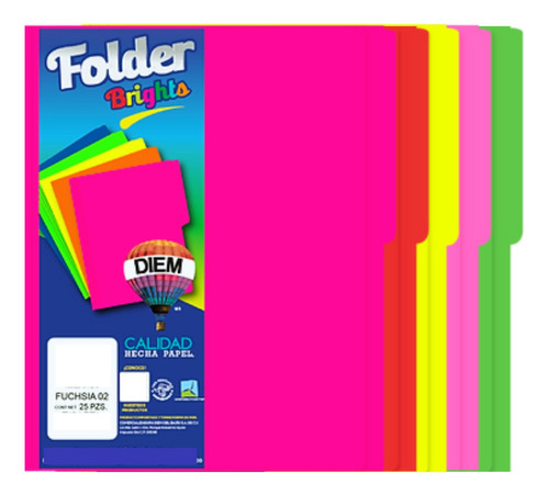Folder Tamaño Oficio Colores Brillantes 25 Pzas Color Surtido