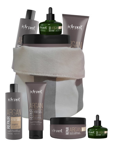 X5 Kit Shampoo Acond Mascara Serum Argan Idraet Contenedor