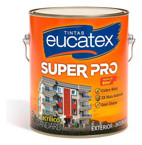 Tinta Parede Acrílico Fosco Super Pro Eucatex 3,6l Antimofo Cor Branco