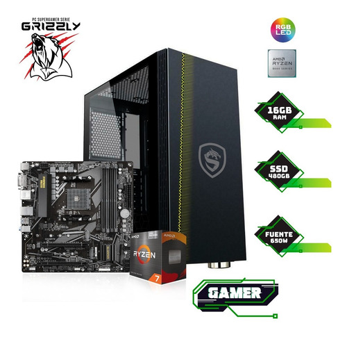 Imagen 2 de 10 de Pc Gamer Grizzly Ryzen 7 5700g 16gb Ssd480gb Graficos Radeon