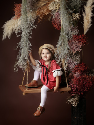 Vestido Para Beba Rojo Con Tul Y Terciopelo