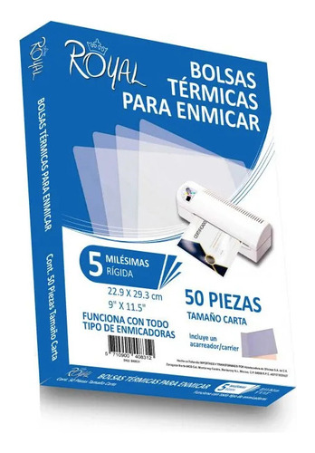 Micas Térmicas Royal Para Enmicar Carta 5 Milesimas 50 Pzs