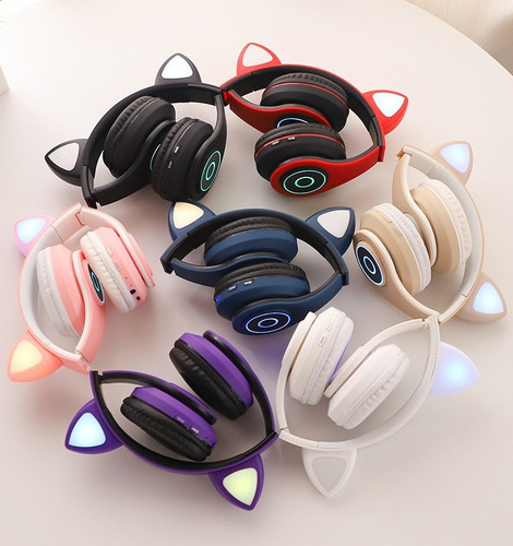 Audifonos Diadema Con Orejas De Gato, Luces Led Inalámbricos
