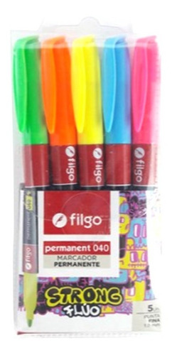 Marcador Filgo 040 Permanente Flúo X 5 Colores
