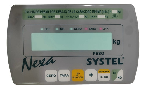 Mascara Teclado Balanza Systel Nexa Original Service Delta