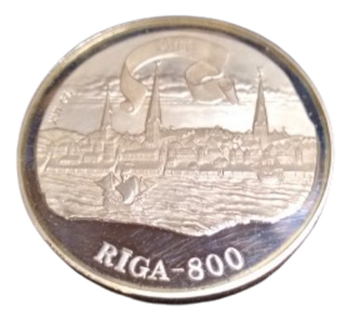 Moneda De Letonia 10 Latu Riga 800. Plata 925 (31,47 Gramos)