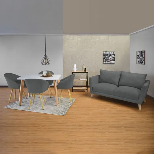 Set De Comedor Lugo Matiz 4 Puestos Y Sofá Montecarlo
