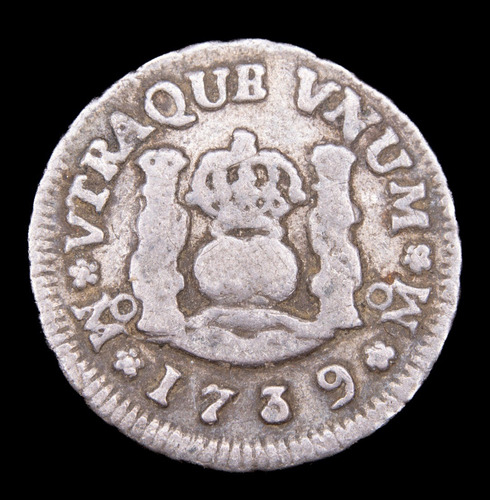 México 1/2 Real 1739 Felipe V Muy Bueno Plata Km 65