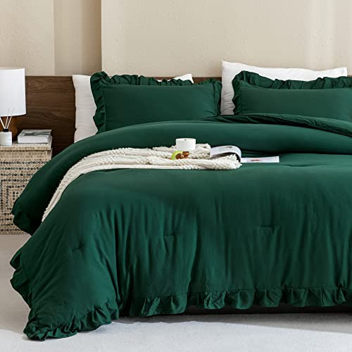 Juego De Edredón Verde Esmeralda Oscuro Cama Queen, 3 ...