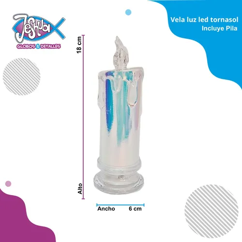 Vela Tornasol Luz Led Con Pilas Navidad X1