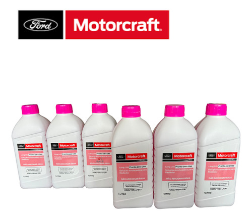 Kit 6l Aditivo Radiador (long Life Rosa) Todos Veículos Ford