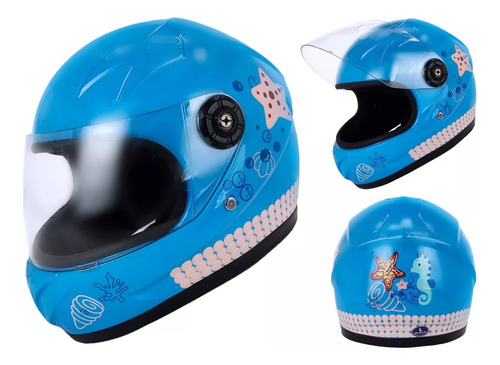 Casco Cerrado Infantil Mermaid Azul Tipo Deportivo