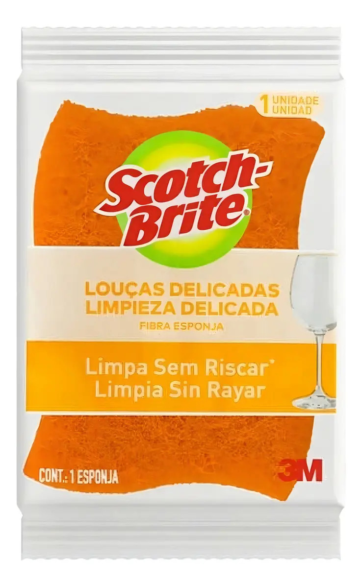 Esponja Louças Delicadas Scotch-Brite Cozinha Não Risca Poliuretano Laranja