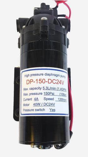 Bomba Agua 24 V. - 4amp.- 150psi - 1.4gpm - Osmosis Inversa