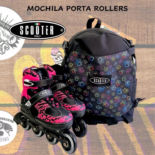 Mochila porta patines en varios modelos y colores.
