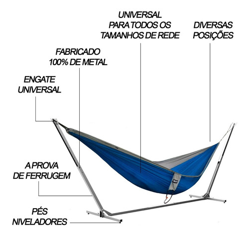 Imagem 4 de 5 de Suporte Rede Portatil Descanso Dormir Desmontavel Movel
