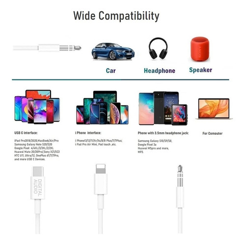 Cable Auxiliar De Automóvil 3 En 1, Cable Auxiliar Estéreo D