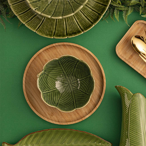 Kit 2 Bandeja Bambu Redonda Cozinha Petisqueira Tábua 20cm Cor Bambu Claro