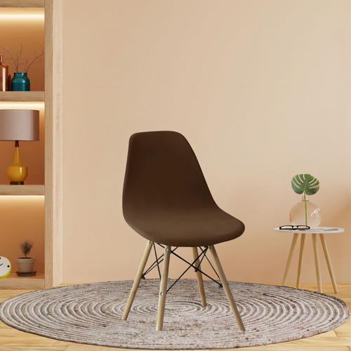 Funda de silla de malla de lujo Charles Eiffel Nordic Eames, color marrón, diseño de tela lisa