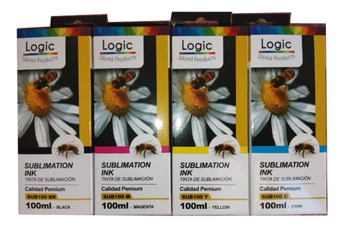 Pack 4 Botellas Tintas Sublimación Premium 100ml - Logic
