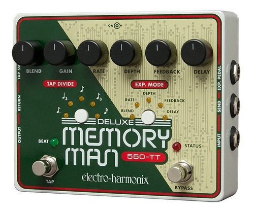 Pedal Electro Harmonix Deluxe Memory Man W/tap 550 Delay Color Verde musgo