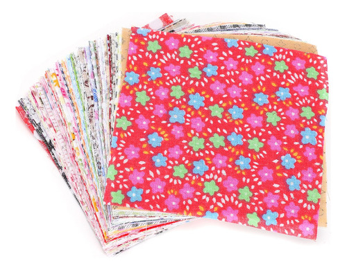 100 Piezas De Tela Estampada Floral Patchworks Algodón Cuadr