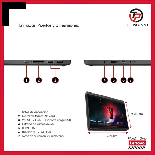 Imagen 6 de 6 de Laptop Lenovo 360 Core I7 12va - 16gb Ram - 1tb Ssd