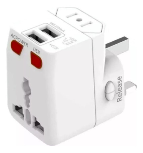 Enchufe Universal Adaptador De Viaje Con 2 Puertos Usb