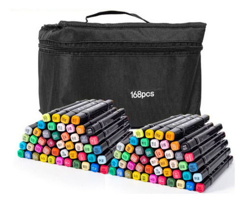 Marcador Conjunto Canetas Kit 168 Cores Permanente Ponta Cores Estojo Escolar Canetinha Touch
