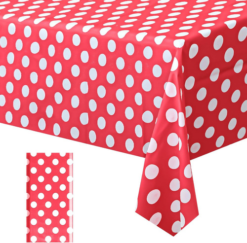 1 Mantel Rectangular De Lunares Rojos, Mantel Decorativo Y R