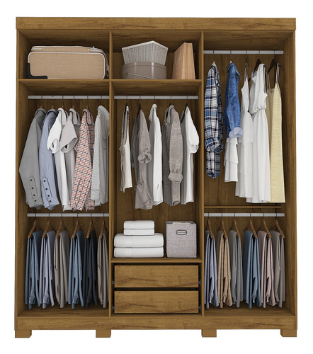 Imagem 3 de 4 de Guarda Roupa Munique 6 Portas 2 Gavetas 100% Mdf - Rovere