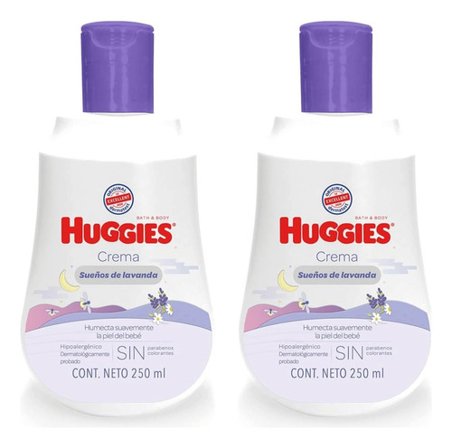 2 Pack Crema Huggies Sueños De Lavanda 250ml