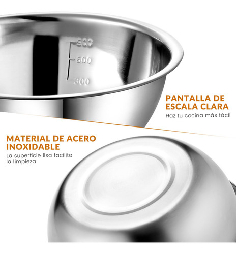 Bowl Acero Inoxidable, Bowls De Cocina De 5 Piezas,