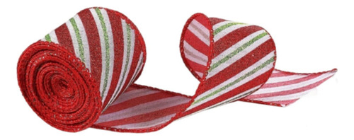 2 Cinta Navideña Para Envolver Regalos, Cinta De Rayas Con
