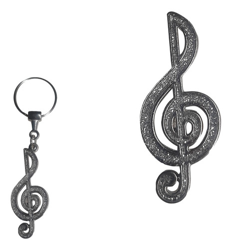 Chaveiro Musical Prata Com Clave De Sol Em Metal 9g 9cm Cv23