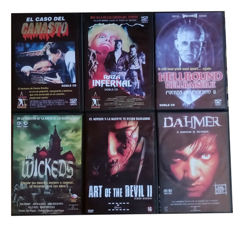 Pack 6 Películas Dvd Vcd Horror Terror Gore Culto Clásicas (Usado)
