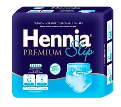 Ropa Interior Adulto Hennia Premium Slip Grande 8 Unid