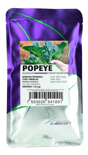 Semilla Espinaca Popeye Viroflay Falcon Seeds