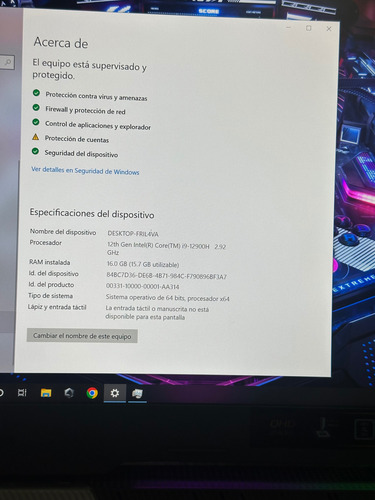 Laptop Asus Rog Strix Core I9-12900h 16ram 1tb Rtx3070 Negro (Usado)