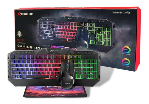 Combo Gamer 3en1 Xtrike Teclado Español + Mouse 6400dpi +pad