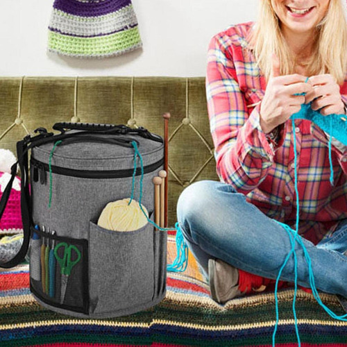 Bolsas De Crochê Bolsa De Armazenamento De Lã Grande Cinza