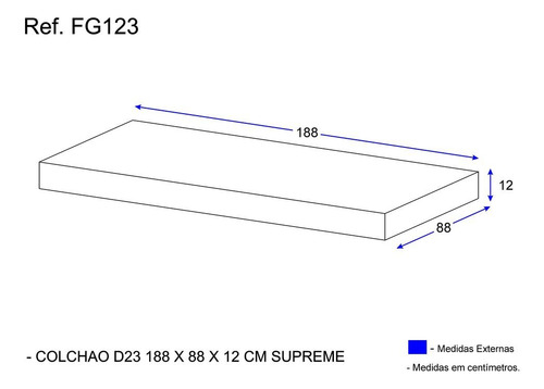 Colchão Solteiro Espuma D23 88 X 188cm Fg123 Multimóveis