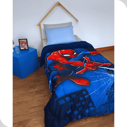 Edredom Solteiro Com Sherpa Estampado Spider Man 1,50mx2,20m