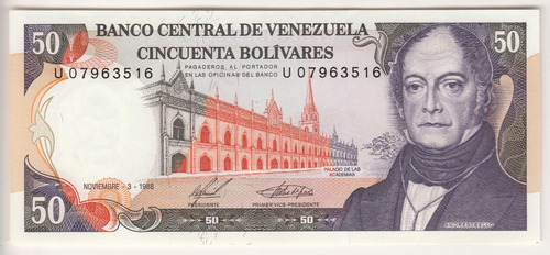 Billete Venezuela 50 Bs Noviembre 3 1988 U8 Unc