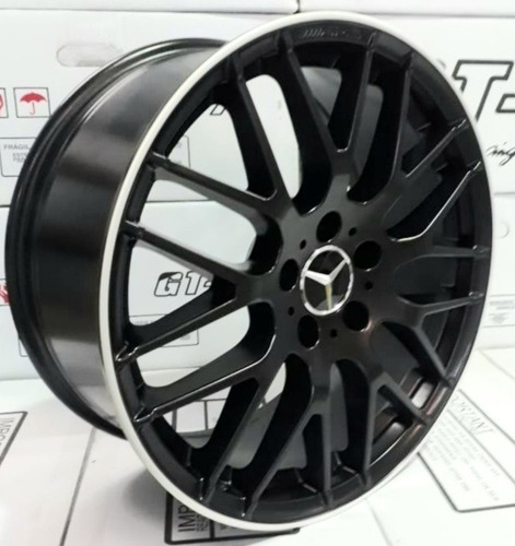 Rodas Gt-7 Mercedes Amg Cla45 Jetta (jogo)aro18 +bicos 5x112 Cor Preto Brilho Com Borda Diamantada / Preto Fosco