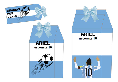 Kit Imprimible Cajas Milk + Tag + Moño: Fútbol
