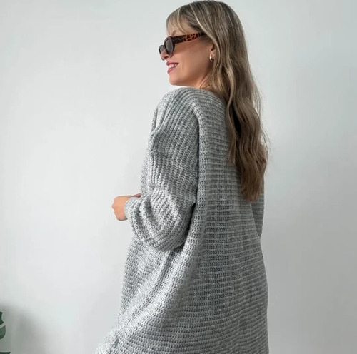 Maxi Suéter Mujer Tejido Acrílico Cuello Bote Myry Moda