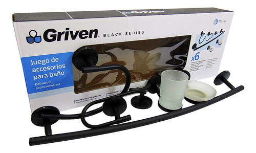 Accesorio De Baño 6 Piezas Metalico Negro