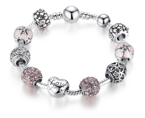 Pulsera Mujer Con Charms Bañada En Plata Modelo